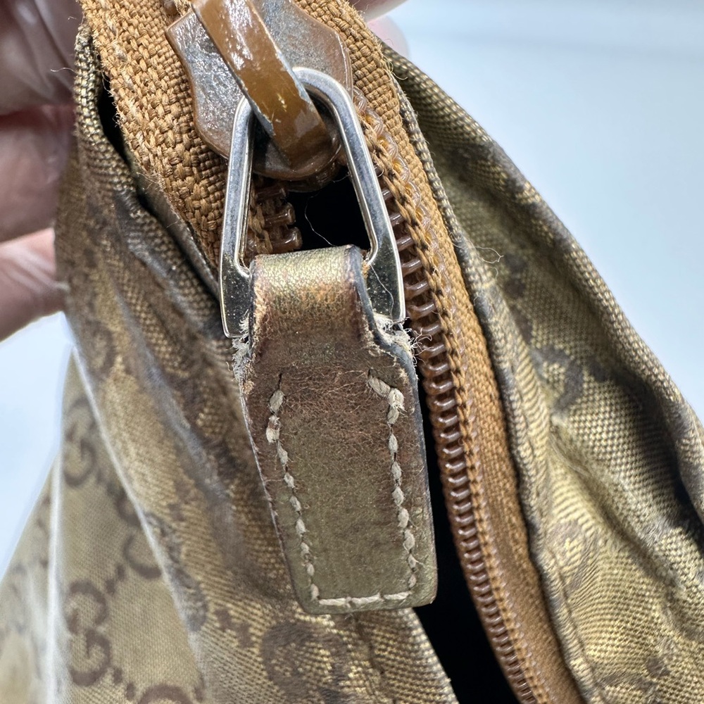 GUCCI GG Crystal Small Tote Bag Gold Gray Brown - Picture 15 of 15